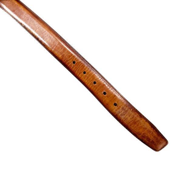 Magnanni Mens Carbon Leather Belt Cognac Brown Size 32 Silvertone‎ Buckle #1121 - Picture 5 of 8